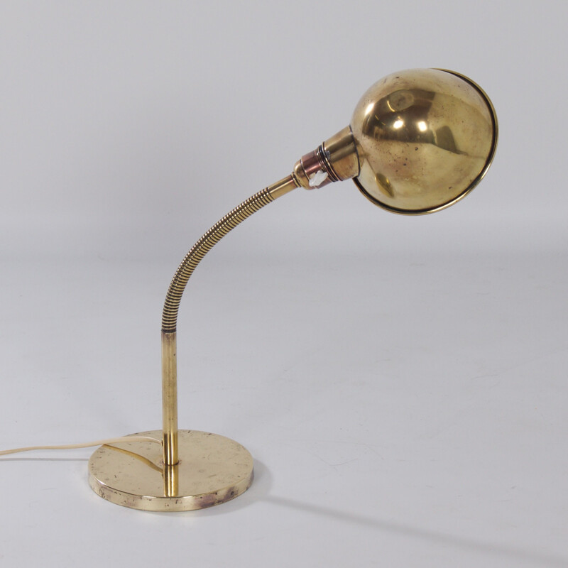 Lampe de bureau vintage en cuivre bronzé modèle n 15 par H. Busquet pour Hala 1930