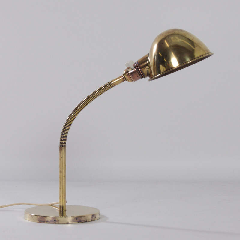 Lampe de bureau vintage en cuivre bronzé modèle n 15 par H. Busquet pour Hala 1930