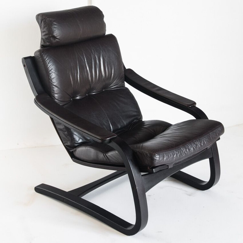 Vintage leather armchair by Ake Fribytter for Nelo Sweden 1970s