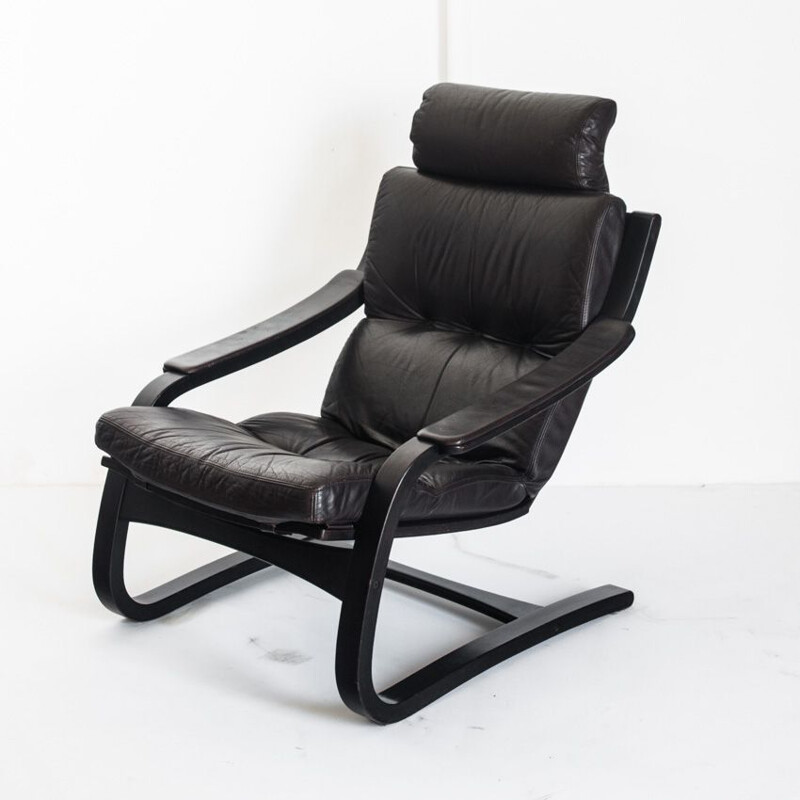 Vintage leather armchair by Ake Fribytter for Nelo Sweden 1970s