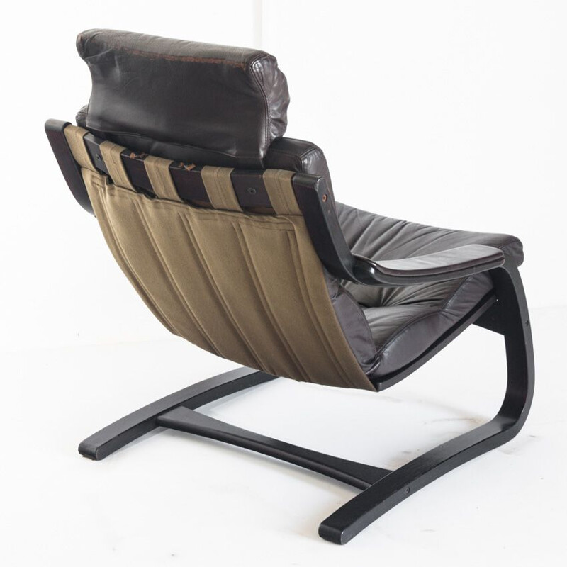 Sillón de cuero vintage de Ake Fribytter para Nelo Sweden 1970