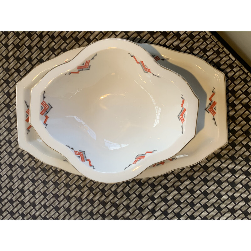 Conjunto de 26 serviços de porcelana art deco vintage da Maier Nord, Checoslováquia 1939