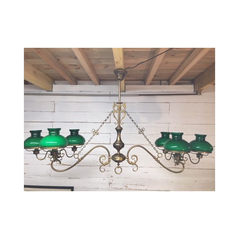 Vintage chandelier for game or billiard table 6 opalines