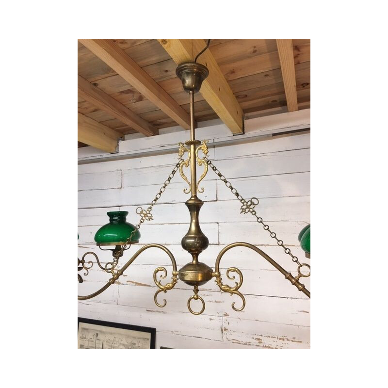 Vintage chandelier for game or billiard table 6 opalines