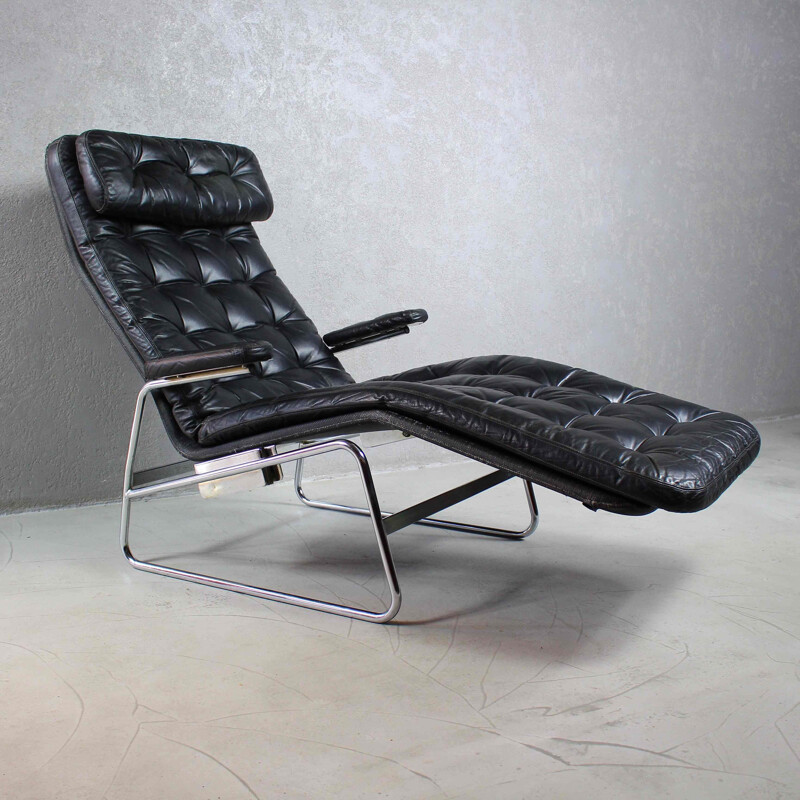 Chaise longue vintage en cuir de Sam Larsson Suède 1970