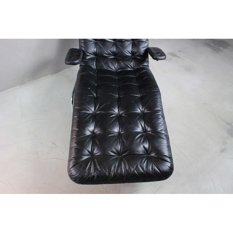 Vintage leather chaise longue by Sam Larsson Sweden 1970s