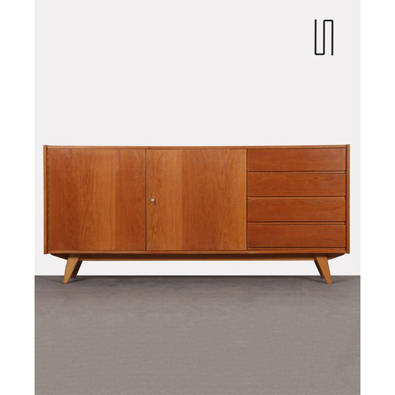 Vintage oak sideboard model U-460 by Jiri Jiroutek 1960s