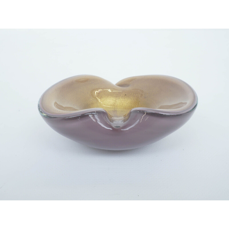 Vintage ashtray in pink and gold Murano glass by Barovier and Toso Italy 1950s
