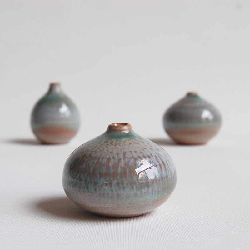 Set of 3 vintage beige ceramics by Antonio Lampecco