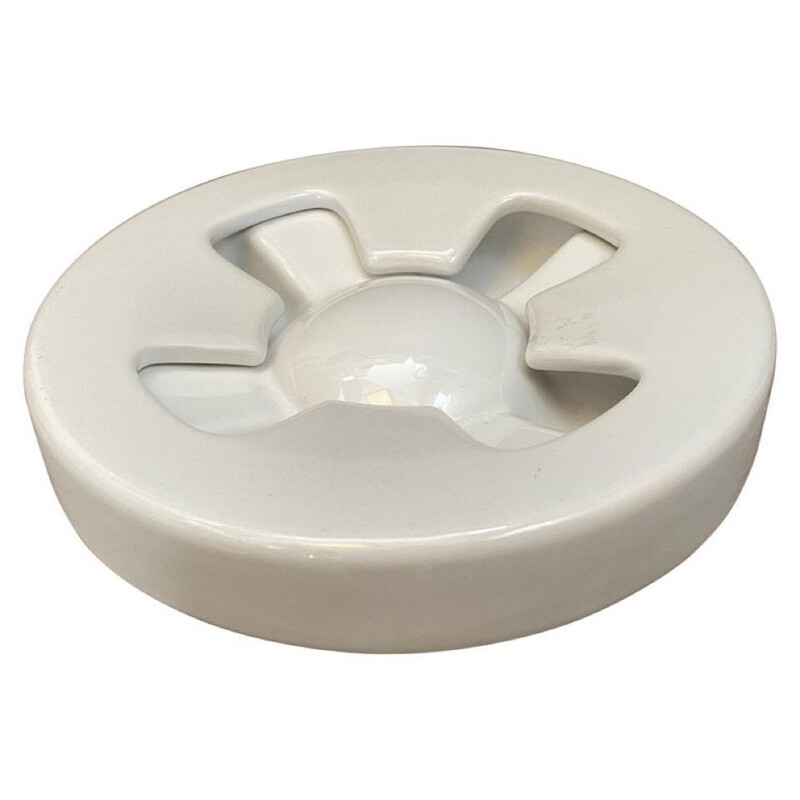 Vintage ashtray in iconic white by Angelo Mangiarotti for Brambilla, Italy 1970