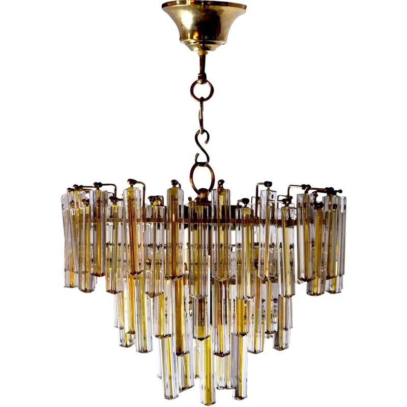 Lustre Paolo Venini vintage bicolore 3 niveaux  Italie 1970