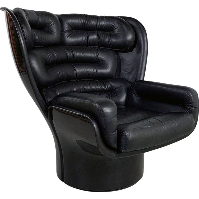 Vintage black Elda armchair by Joe Colombo for Comfort 1960s