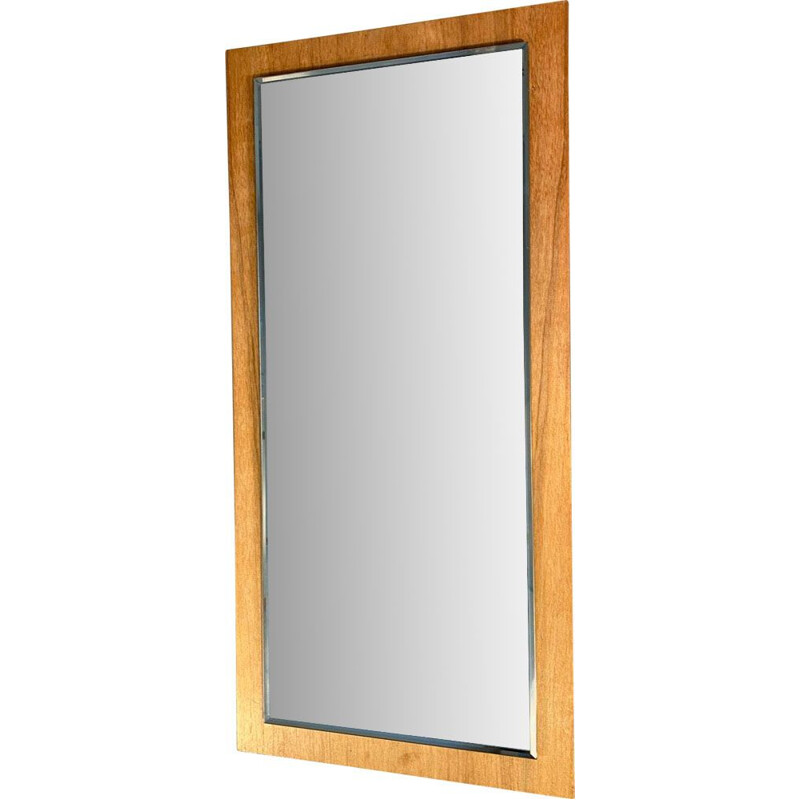 Scandinavian vintage mirror with a cutout on a wooden frame, 1960