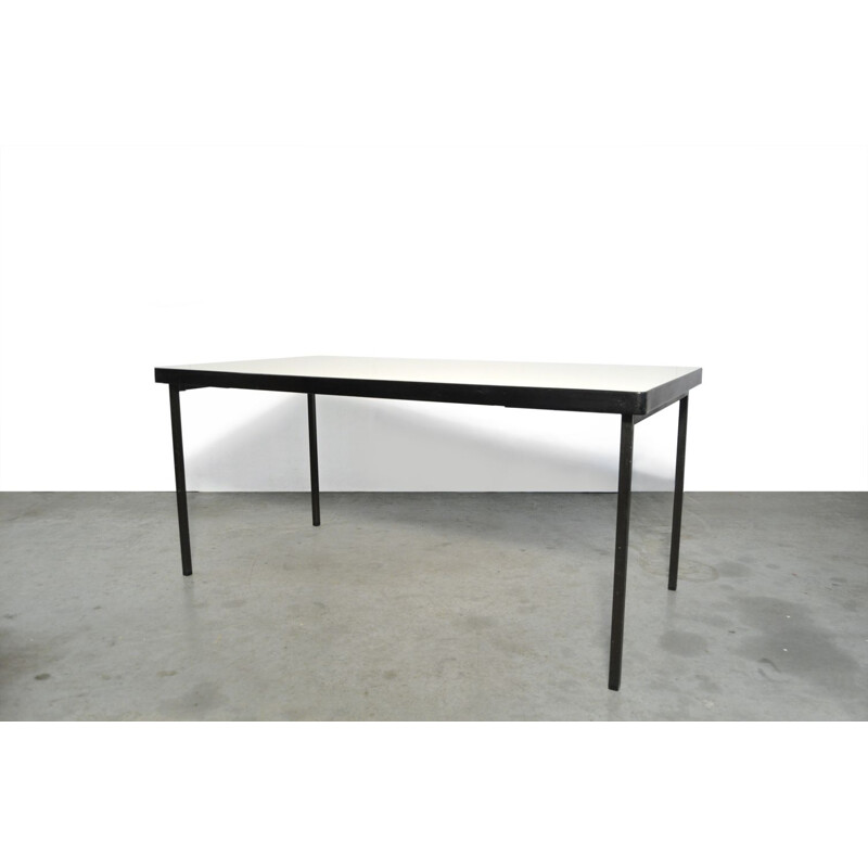 Vintage white Formica table with plastic edge by Hein Salomonson for AP Originals, The Netherlands 1950