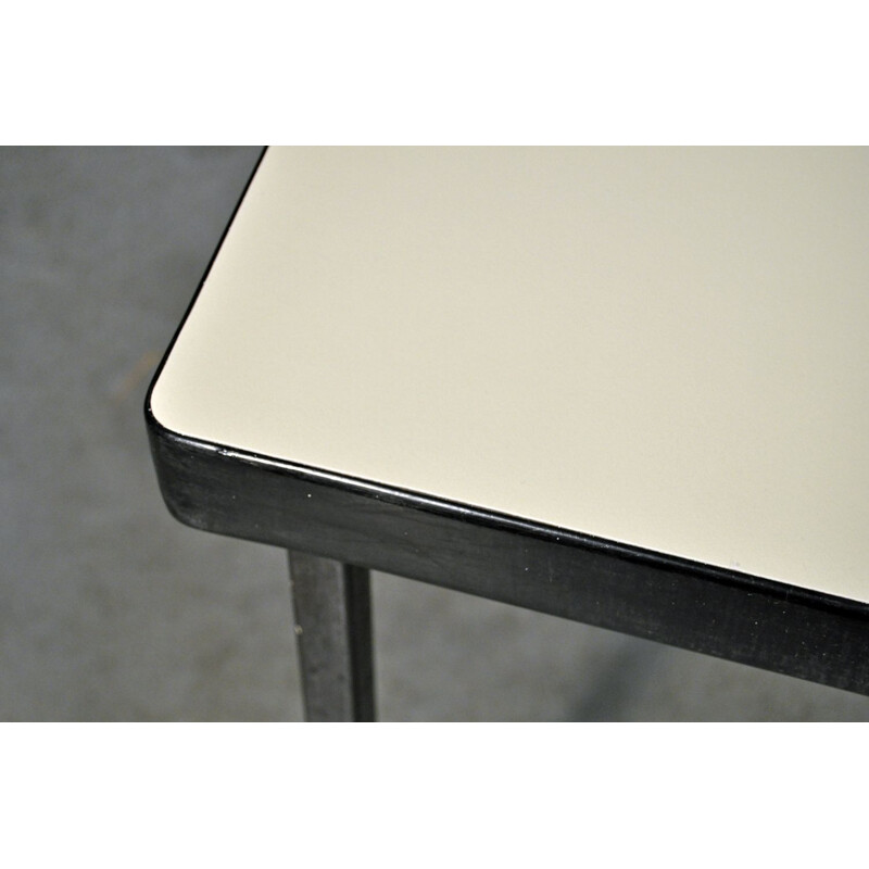 Vintage white Formica table with plastic edge by Hein Salomonson for AP Originals, The Netherlands 1950