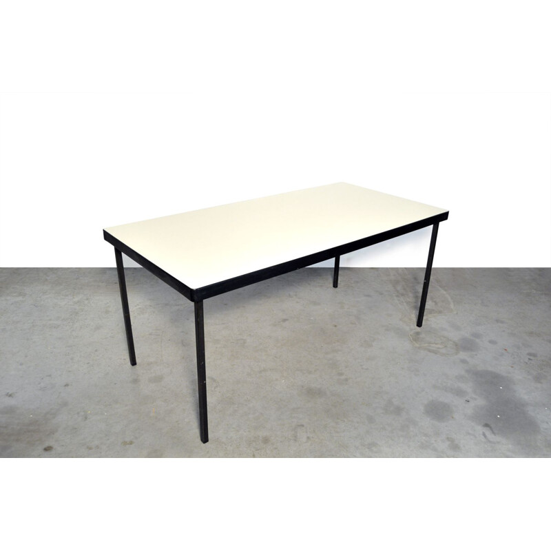 Vintage Tisch aus weißem Resopal mit Kunststoffkante von Hein Salomonson für AP Originals, Niederlande 1950