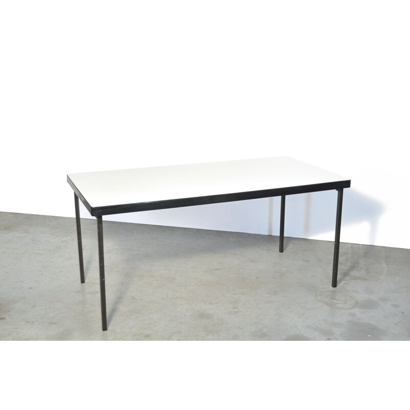 Vintage white Formica table with plastic edge by Hein Salomonson for AP Originals, The Netherlands 1950