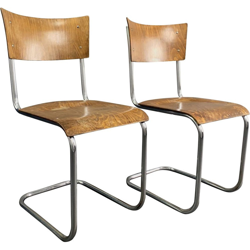 Paire de chaises Bauhaus B 43 vintage de Mart Stam pour Robert Slezak - Licence Thonet-Mundus, Tchécoslovaquie 1932