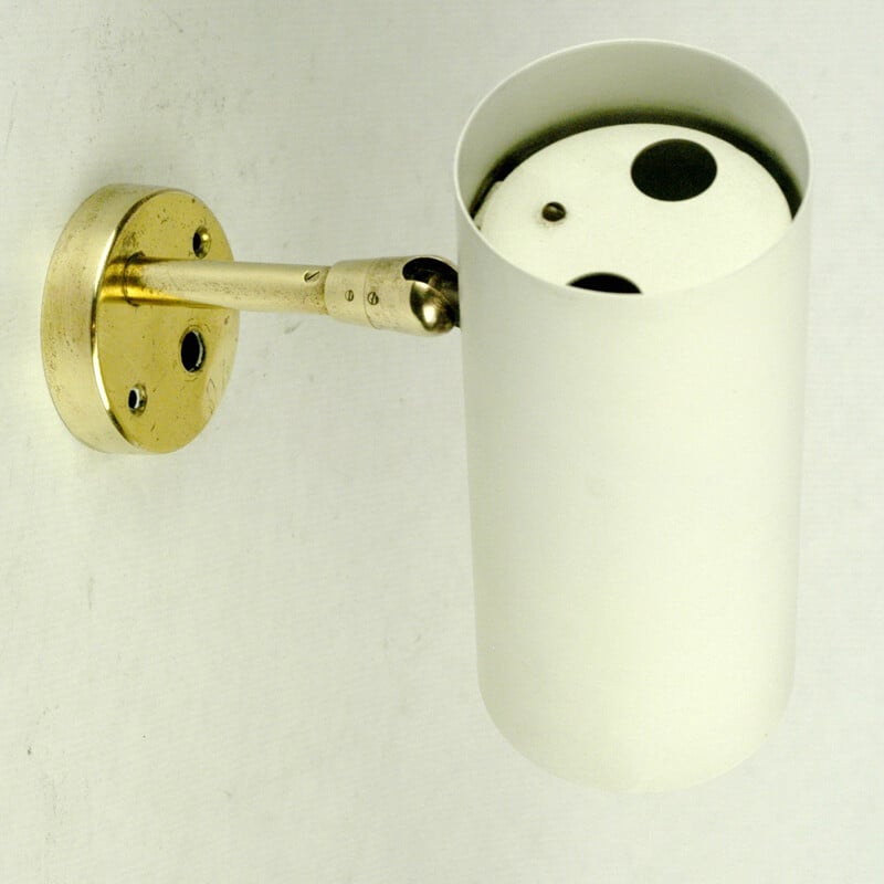 Vintage white brass wall lamp by J. T. Kalmar, 1960