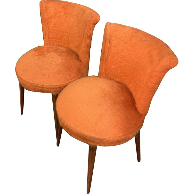 Paar vintage oranje stoelen