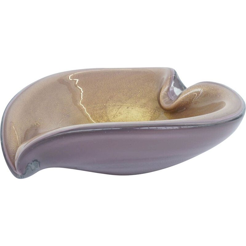 Vintage ashtray in pink and gold Murano glass by Barovier and Toso Italy 1950s