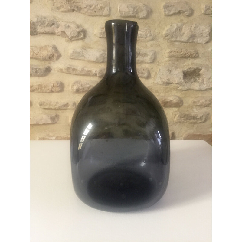 Paire de bouteilles vintage en verre soufflé de Claude Morin 1960