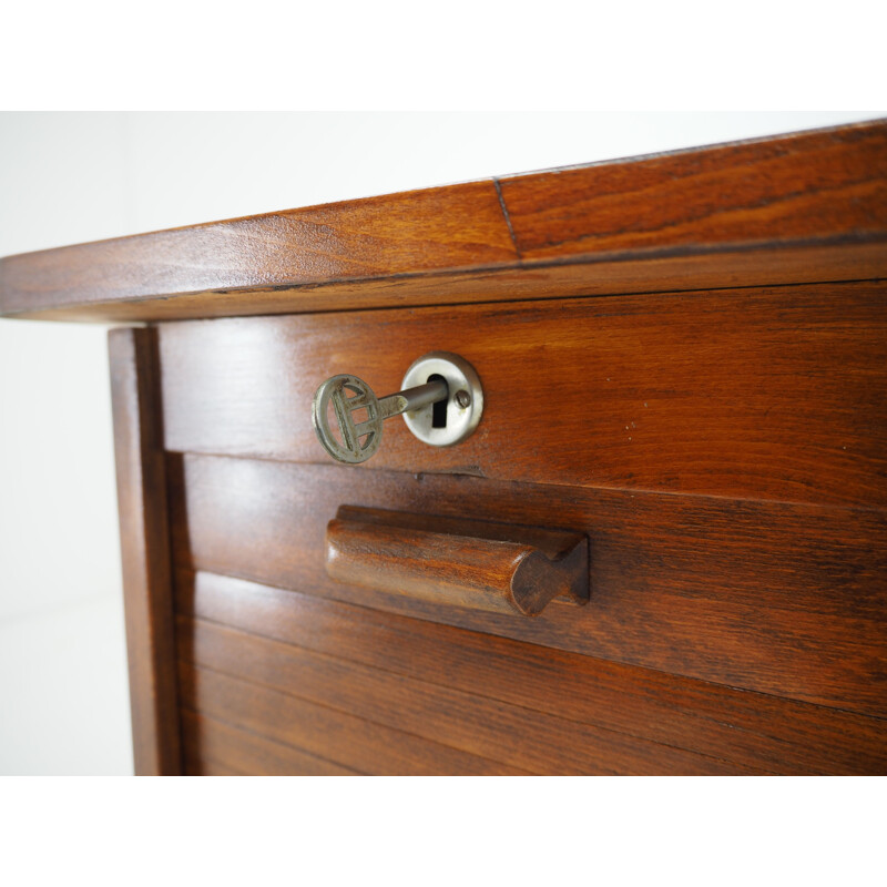 Vintage wooden desk with free wheels, Czechoslovakia 1960