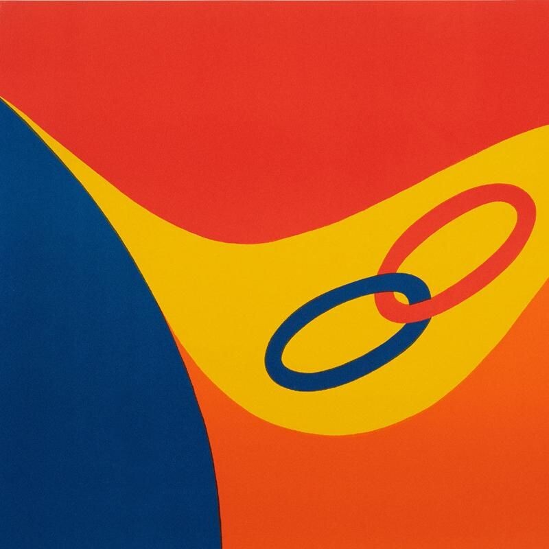 Litografía vintage original de Alexander Calder para Braniff Airlines, 1974