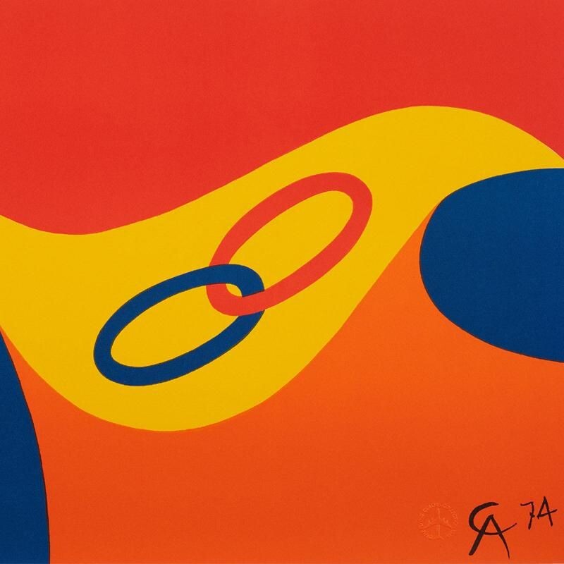 Original vintage lithograph by Alexander Calder for Braniff Airlines, 1974