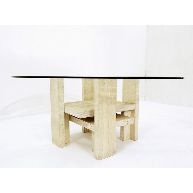 Vintage Brutalist coffee table by Willy Ballez