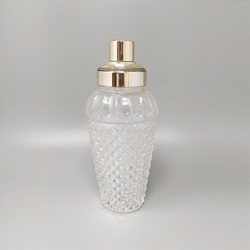 Vintage cocktail shaker in cut crystal Italy 1950s