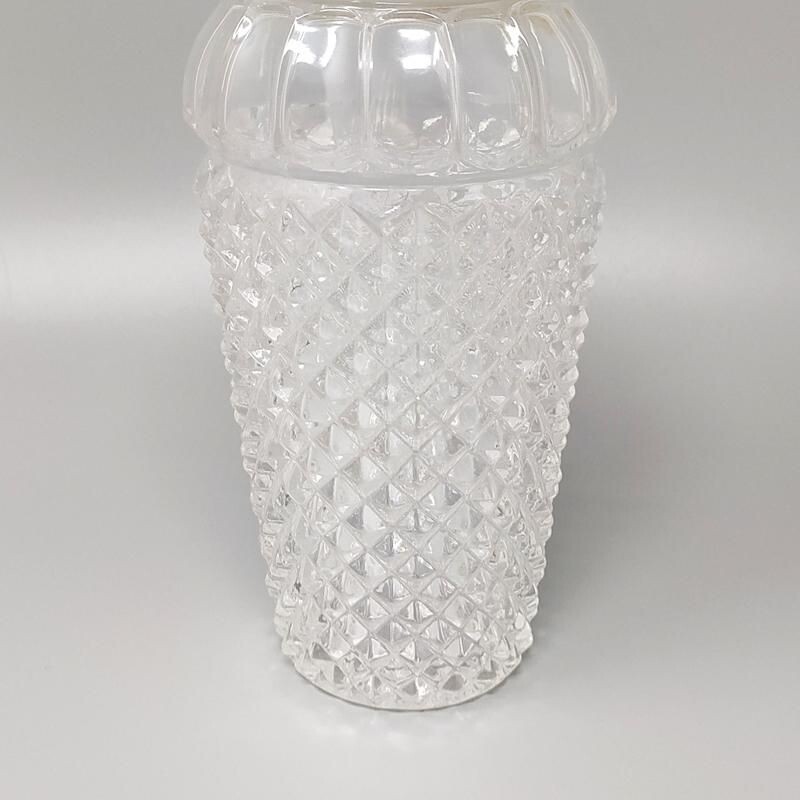 Shaker à cocktail vintage en cristal taillé Italie 1950