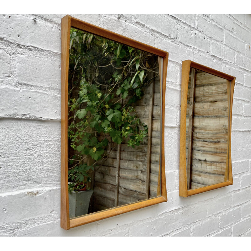 Pair of vintage teak wall mirrors 1960s