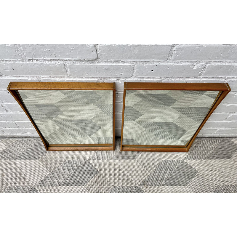 Pair of vintage teak wall mirrors 1960s
