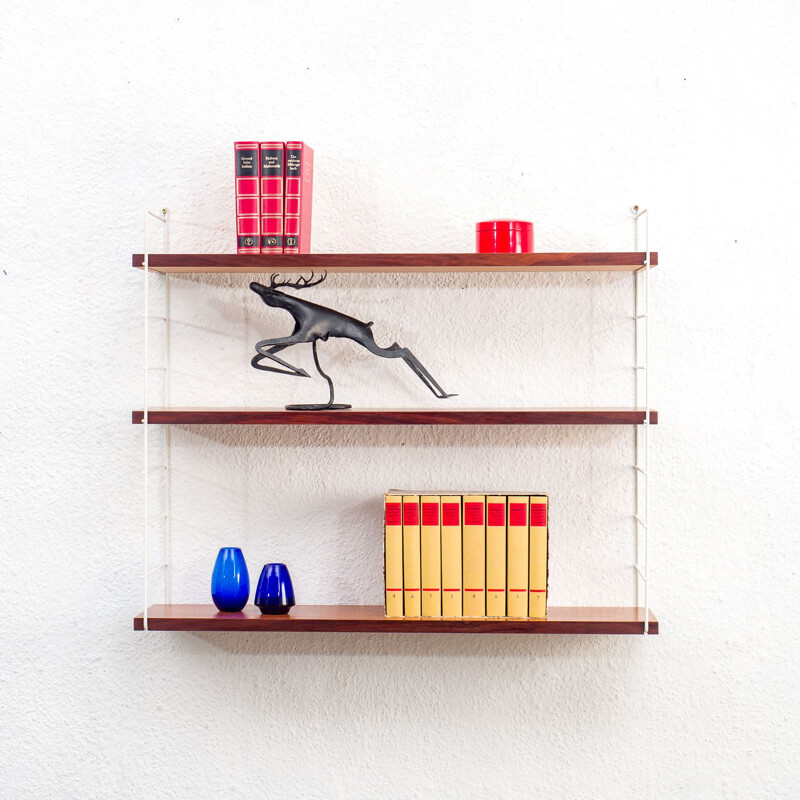 Vintage walnut wall shelf 1960s