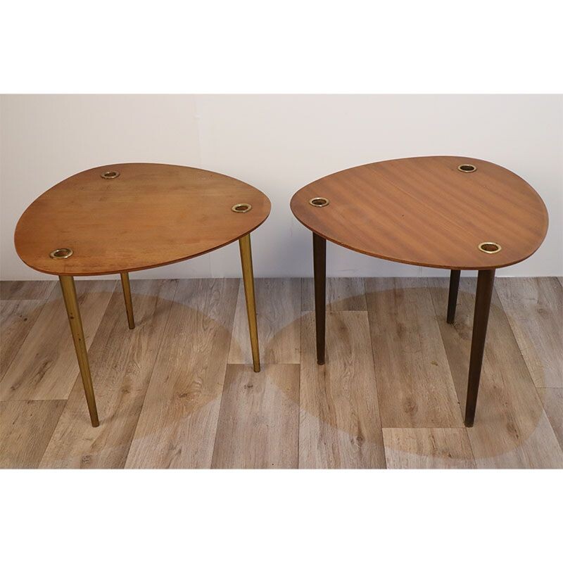 Pair of  vintage stackable nesting tables by Pierre Cruège 1950s