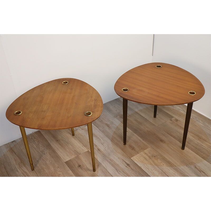 Pair of  vintage stackable nesting tables by Pierre Cruège 1950s