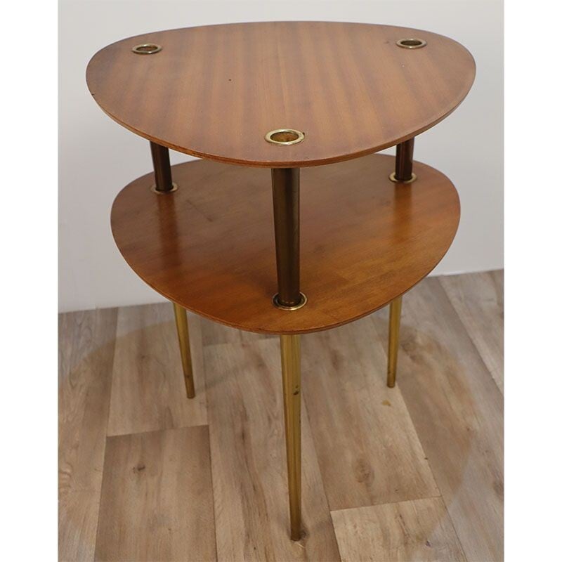 Paire de tables gigognes vintage empilables de Pierre Cruège 1950