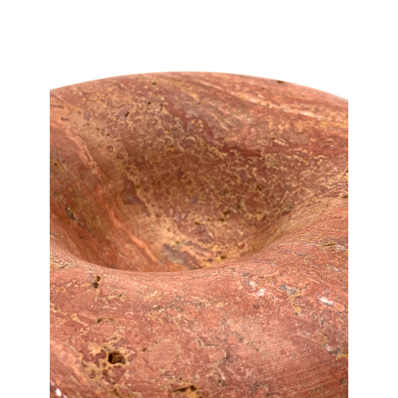Vintage ashtray bowl in pink travertine by Sergio Asti for UP&UP Italy 1970s