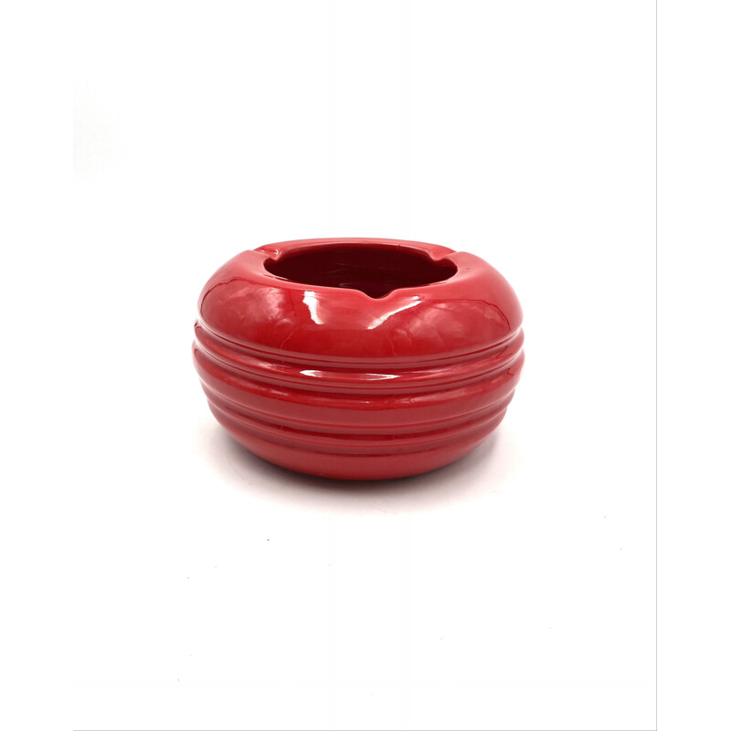 Vintage red ceramic ashtray by Pino Spagnolo for Sicart, Italy 1970