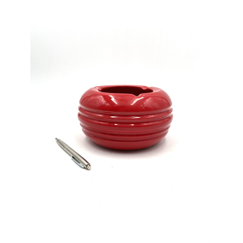 Vintage red ceramic ashtray by Pino Spagnolo for Sicart, Italy 1970