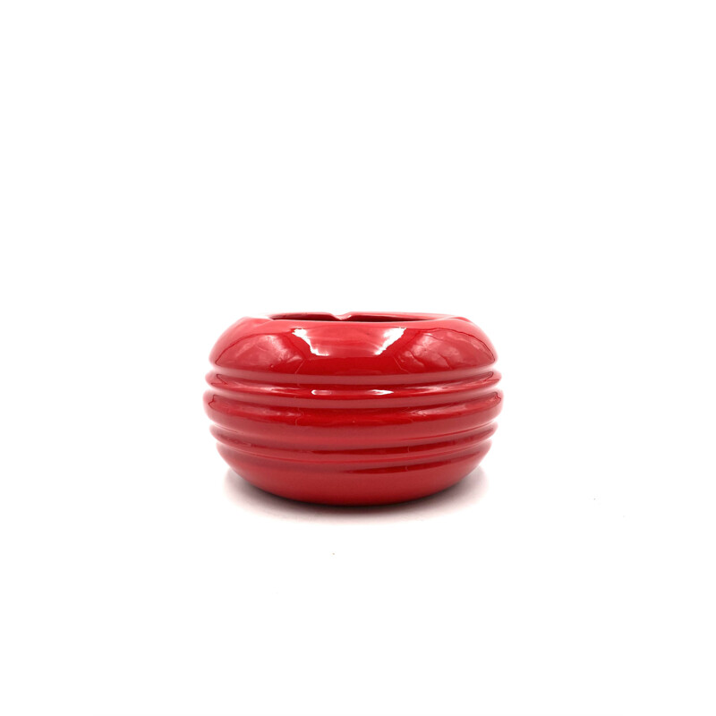 Vintage red ceramic ashtray by Pino Spagnolo for Sicart, Italy 1970