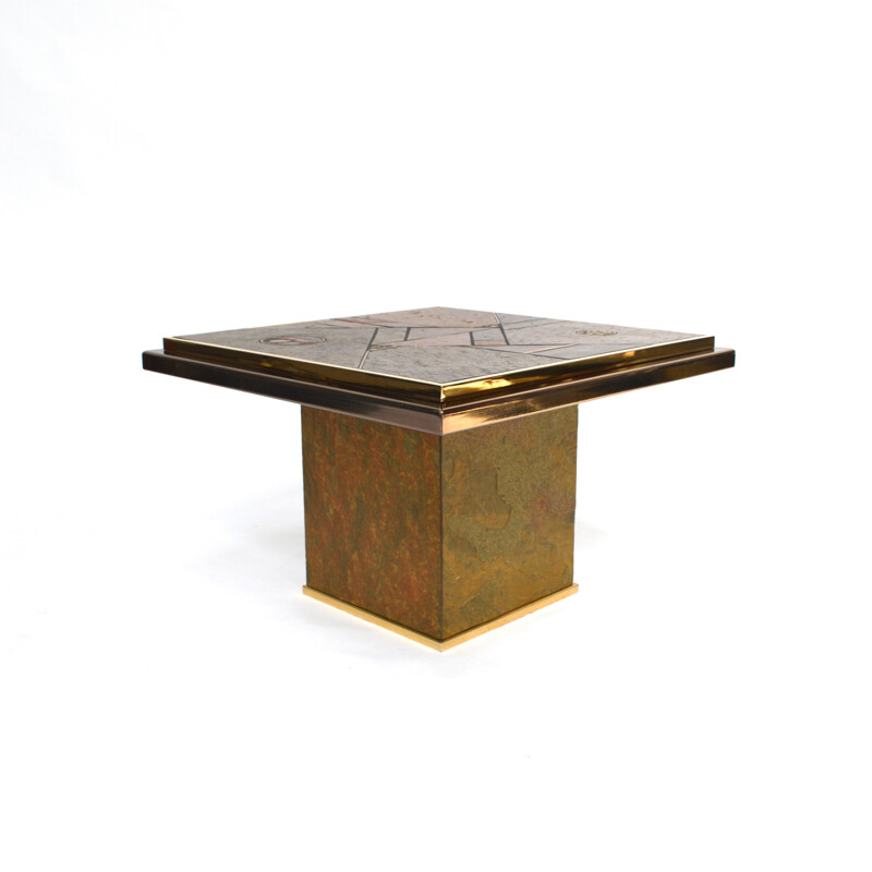 Dutch Fedam side table in granite and brass, Paul KINGMA - 1970s