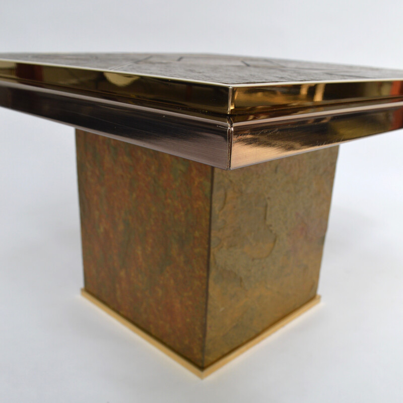 Dutch Fedam side table in granite and brass, Paul KINGMA - 1970s