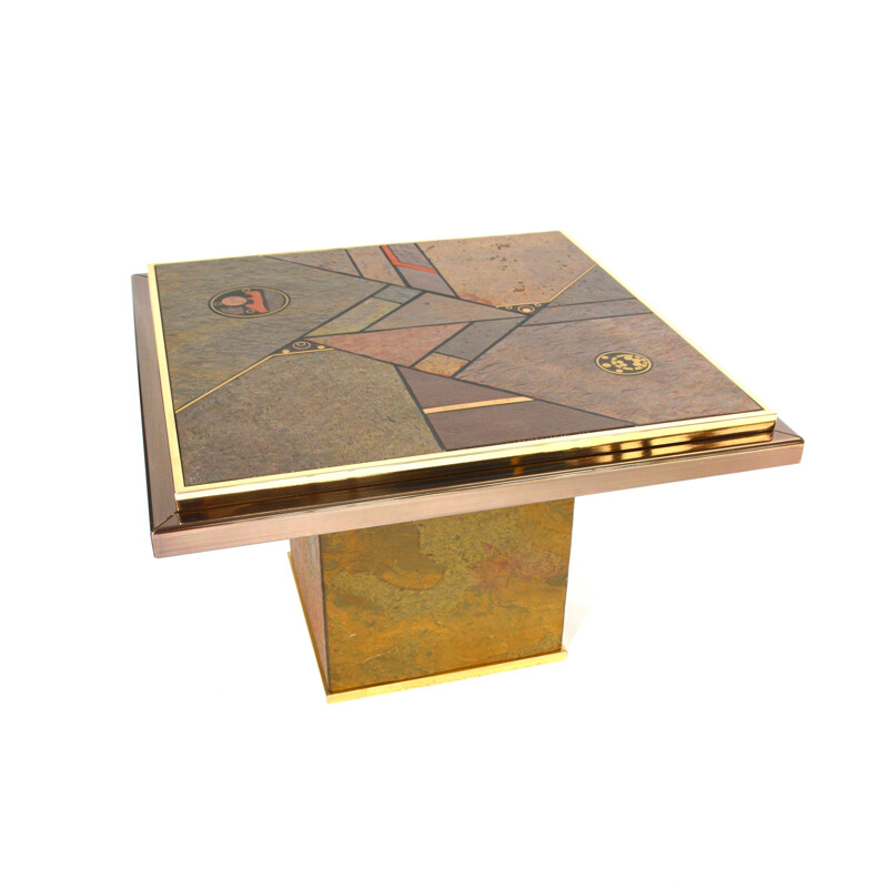 Dutch Fedam side table in granite and brass, Paul KINGMA - 1970s