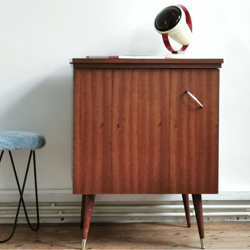 Vintage mahogany sewing cabinet 1960s