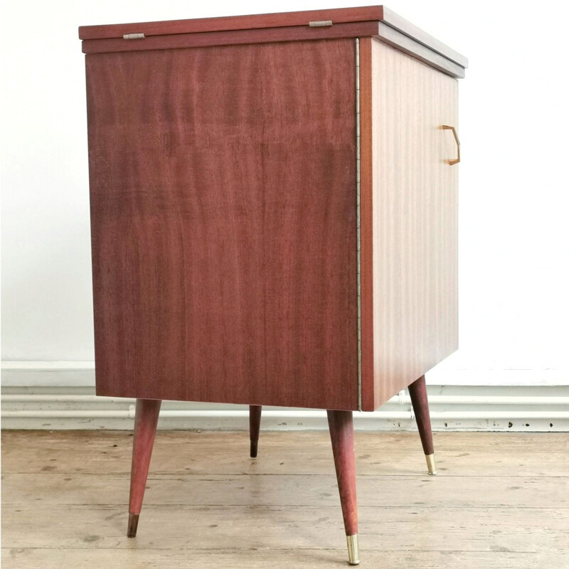 Vintage mahogany sewing cabinet 1960s