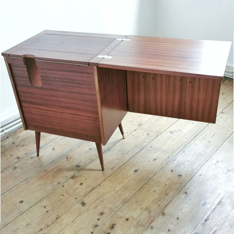 Vintage mahogany sewing cabinet 1960s