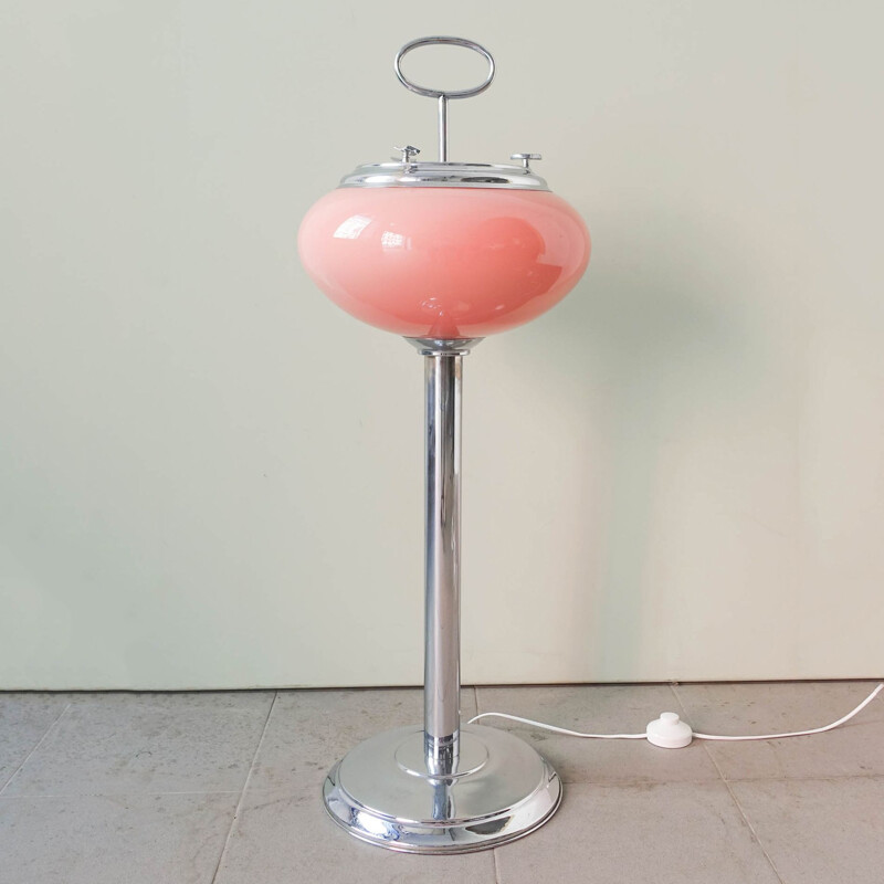 Vintage-Aschenbecherlampe aus rosafarbenem Opalglas Portugal 1960