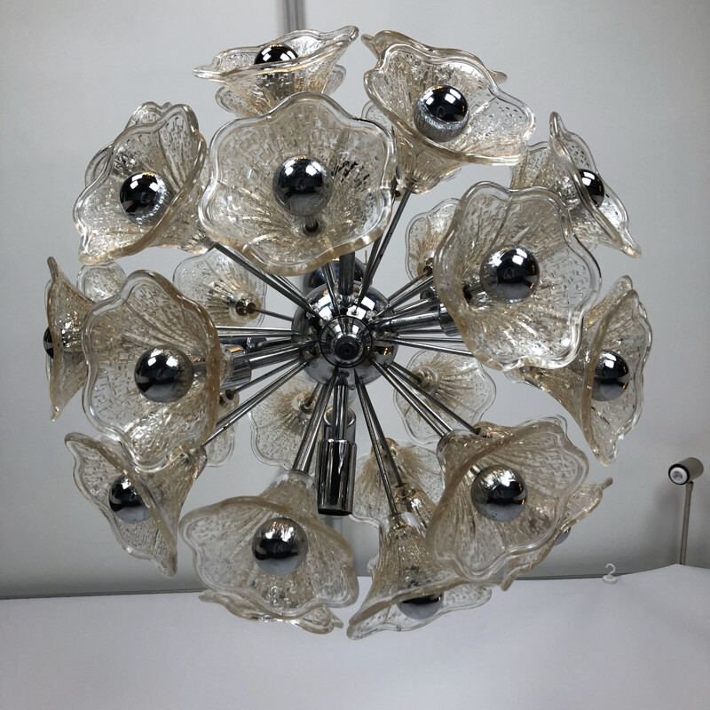 Lampada a sospensione Sputnik in vetro vintage 35 fiori di Veninisputnik 1970